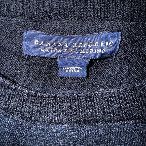 Banana Republic black grey merino fine wool sweater large - Picture 2 of 3